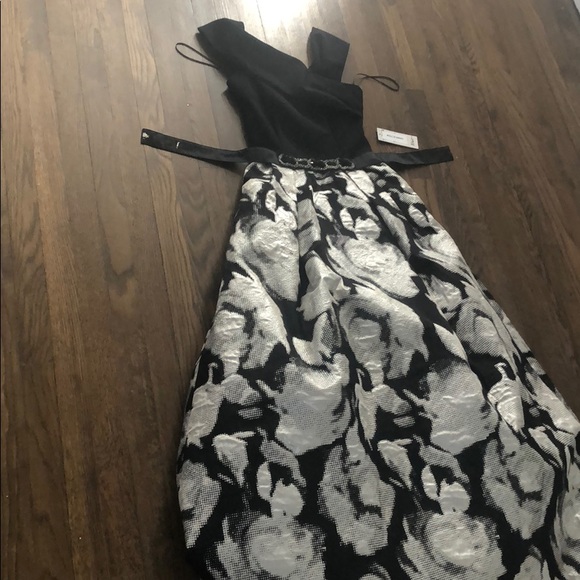 Teri Jon A-line Evening Gown with Embellished Belt - Picture 2 of 13